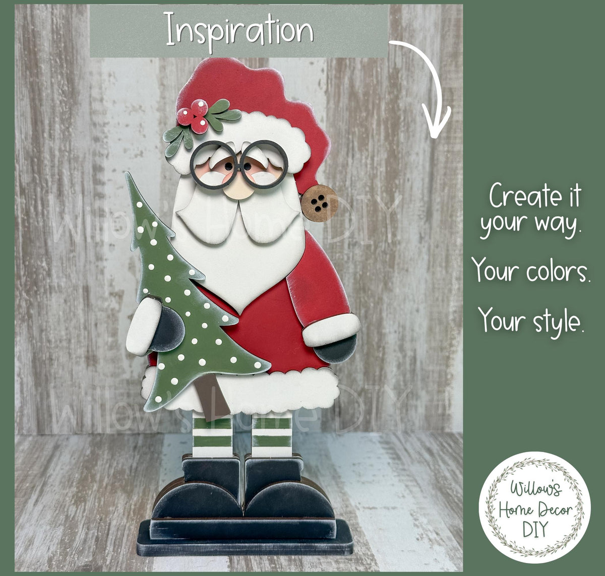 Unfinished Santa Wood Blank, Christmas Paint Party Craft Kit, DIY Shelf Sitter Sign, Holiday Craft Night Supply, Wood Cutout