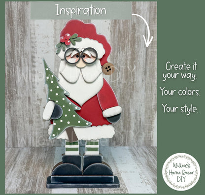 Unfinished Santa Wood Blank, Christmas Paint Party Craft Kit, DIY Shelf Sitter Sign, Holiday Craft Night Supply, Wood Cutout