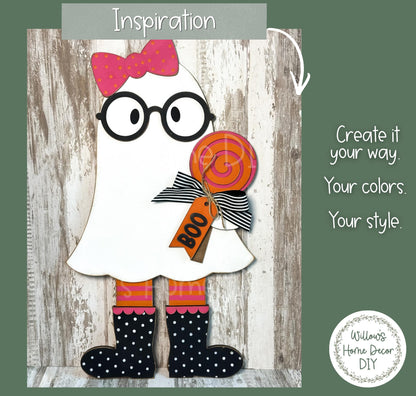 Halloween Ghost Girl Wood Blank - DIY Unfinished Shelf Sitter & Leaner - Paint Party Craft Kit - Spooky Season Decor