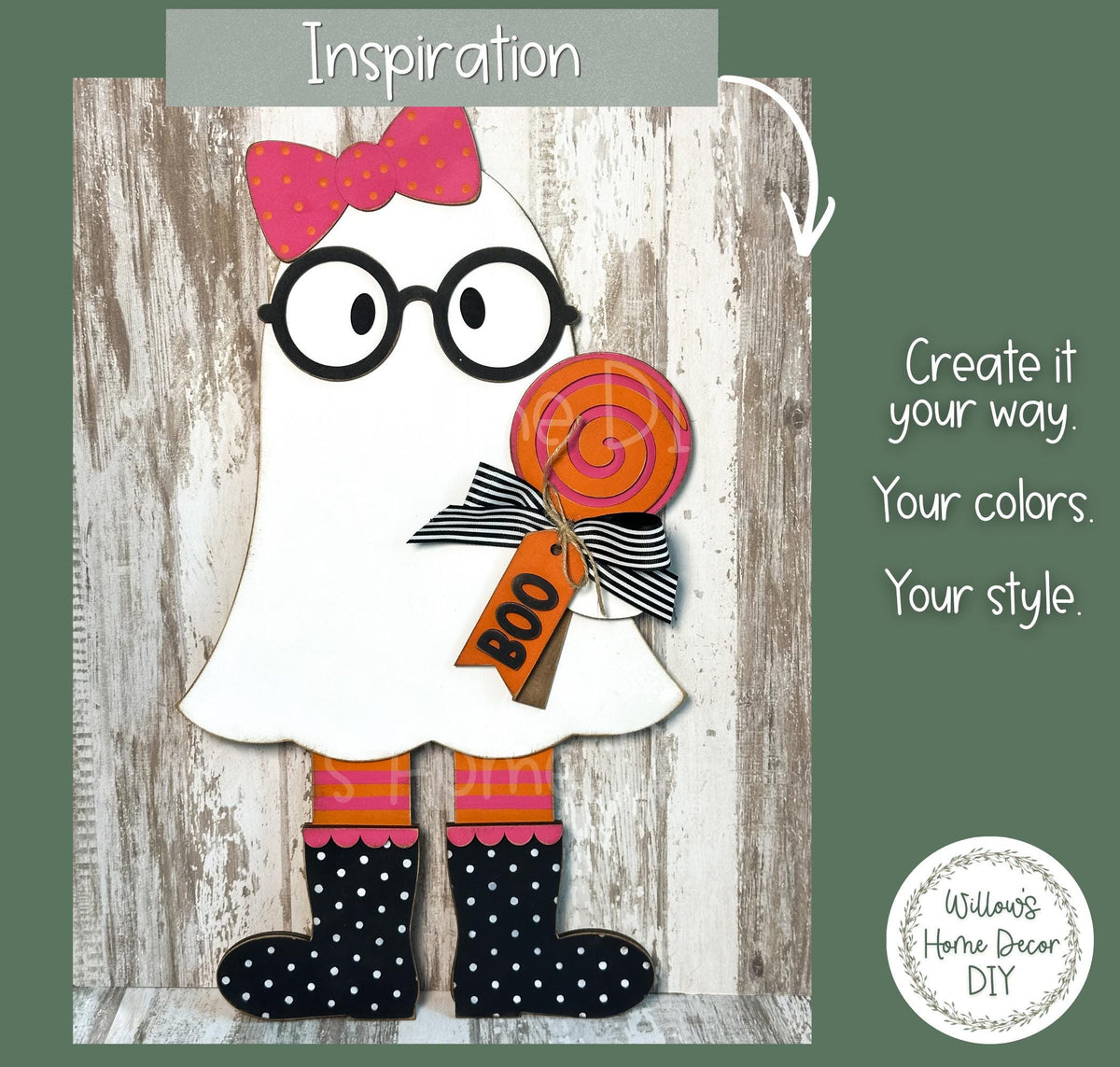 Halloween Ghost Girl Wood Blank - DIY Unfinished Shelf Sitter & Leaner - Paint Party Craft Kit - Spooky Season Decor