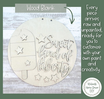 4th of July Door Hanger Wood Blank | Unfinished Patriotic DIY Craft Kit | Independence Day Paint Party Sign Decor