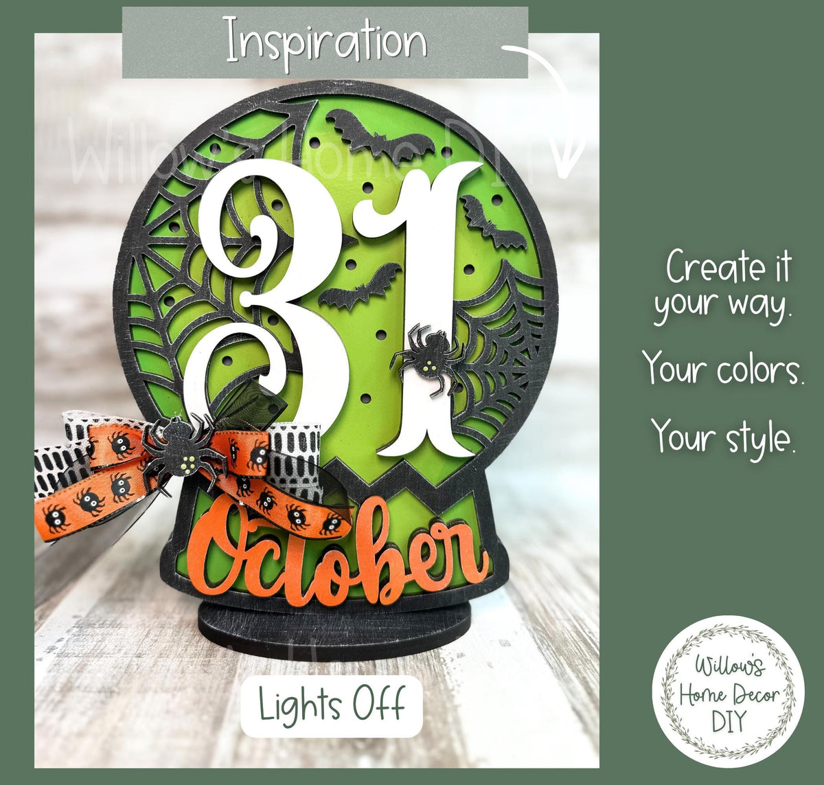 Halloween Light Up Globe Wood Blank | Unfinished Shelf Sitter | Paint Party Kit | Spooky Craft Supply | DIY Holiday Decor