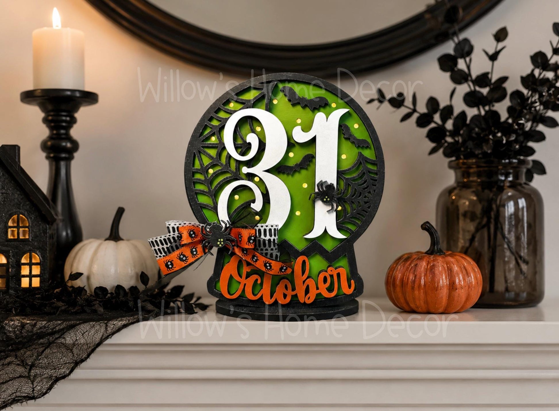 Halloween Light Up Globe Wood Blank | Unfinished Shelf Sitter | Paint Party Kit | Spooky Craft Supply | DIY Holiday Decor