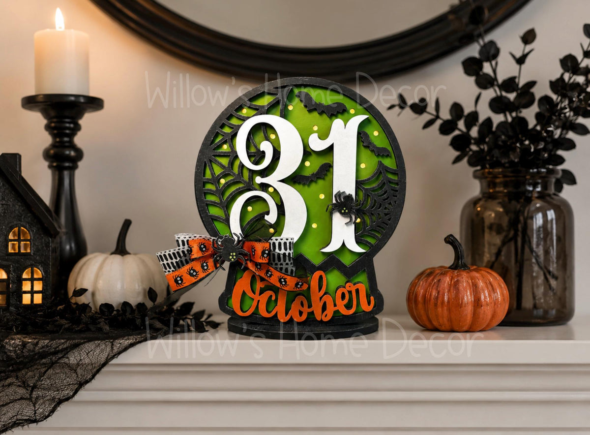Halloween Light Up Globe Wood Blank | Unfinished Shelf Sitter | Paint Party Kit | Spooky Craft Supply | DIY Holiday Decor