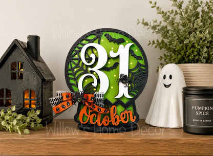 Halloween Light Up Globe Wood Blank | Unfinished Shelf Sitter | Paint Party Kit | Spooky Craft Supply | DIY Holiday Decor