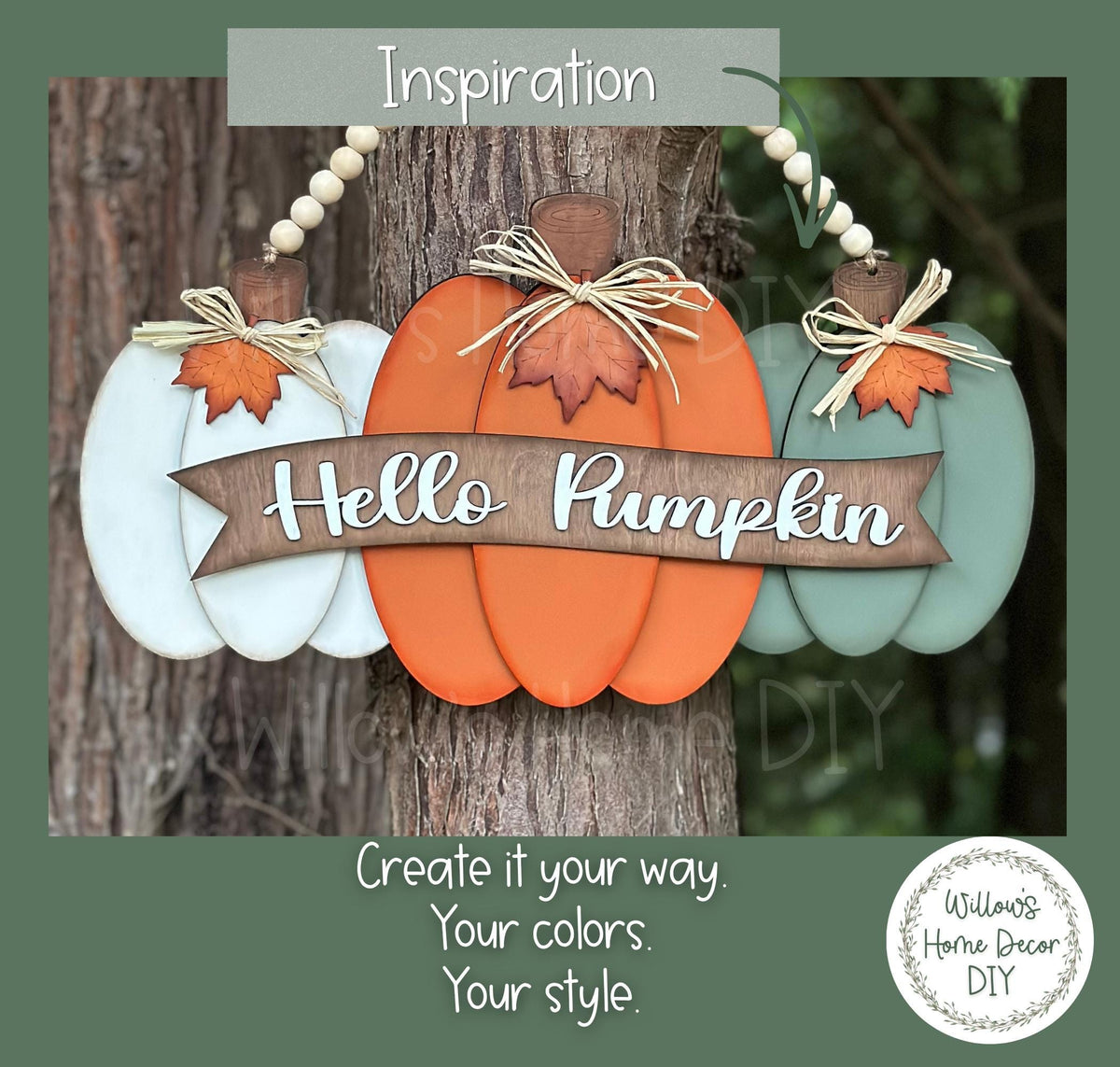 Hello Pumpkin Wood Door Hanger DIY Kit - Unfinished Wood Craft Kit - Fall Porch Decor - Paint Your Own - Adult Kid Craft Activity