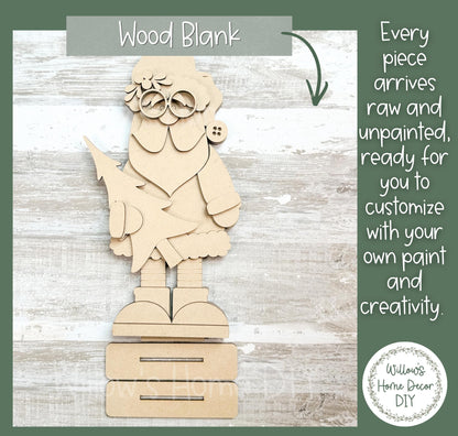 Unfinished Santa Wood Blank, Christmas Paint Party Craft Kit, DIY Shelf Sitter Sign, Holiday Craft Night Supply, Wood Cutout