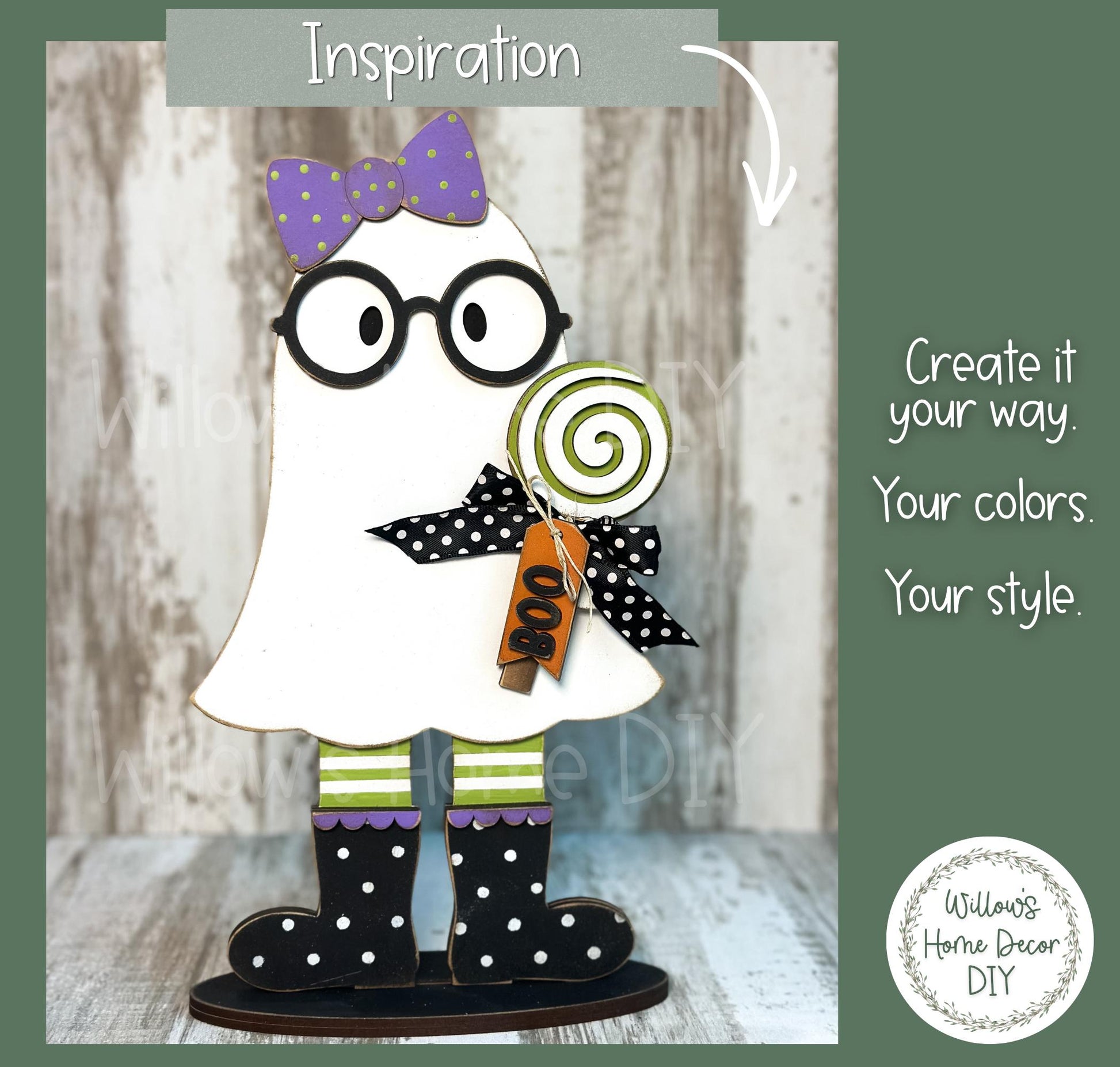Halloween Ghost Girl Wood Blank - DIY Unfinished Shelf Sitter & Leaner - Paint Party Craft Kit - Spooky Season Decor