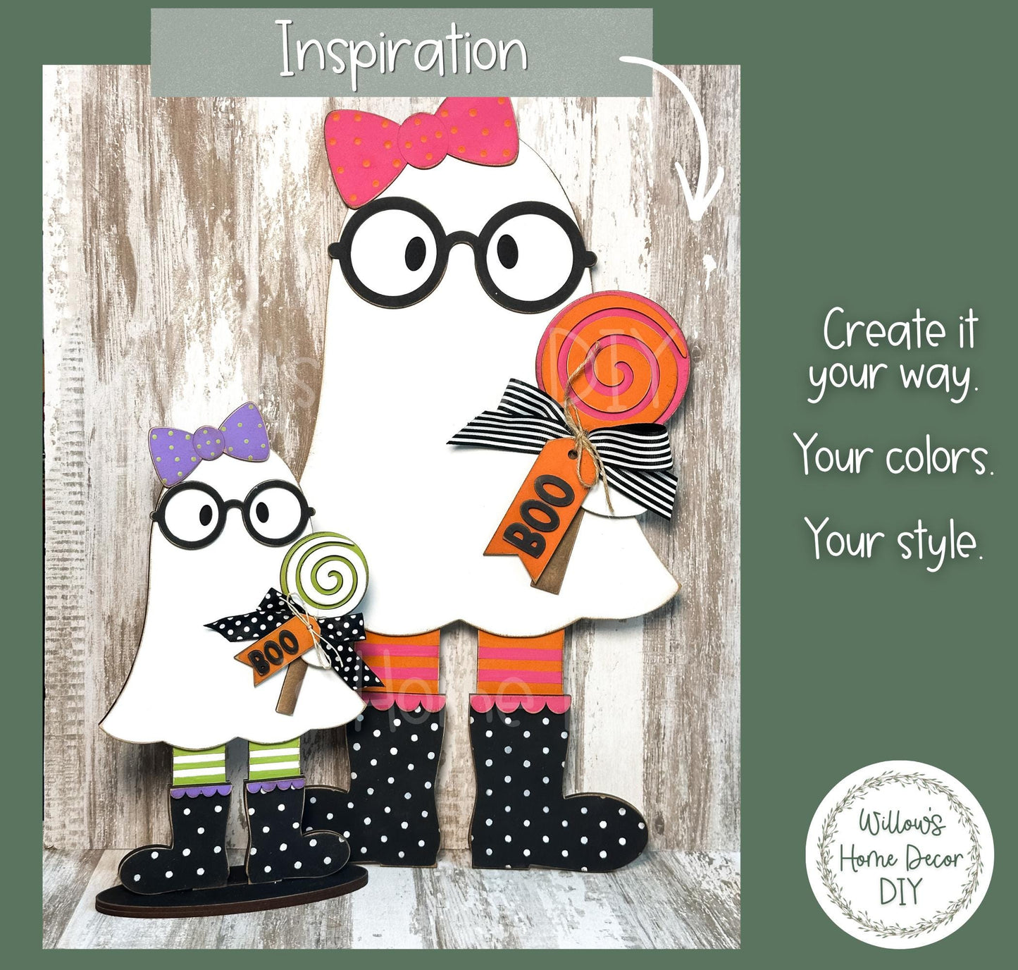 Halloween Ghost Girl Wood Blank - DIY Unfinished Shelf Sitter & Leaner - Paint Party Craft Kit - Spooky Season Decor