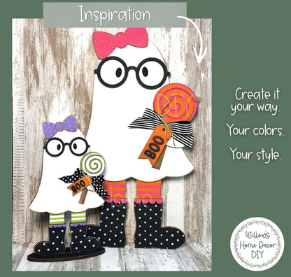 Halloween Ghost Girl Wood Blank - DIY Unfinished Shelf Sitter & Leaner - Paint Party Craft Kit - Spooky Season Decor