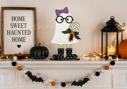 Halloween Ghost Girl Wood Blank - DIY Unfinished Shelf Sitter & Leaner - Paint Party Craft Kit - Spooky Season Decor
