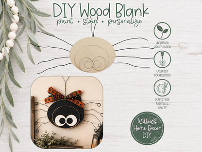 Unfinished Halloween Spider Wood Blank | DIY Paint Party Kit | Spooky Craft Supply | Halloween Shelf Sitter | Wood Craft Blank