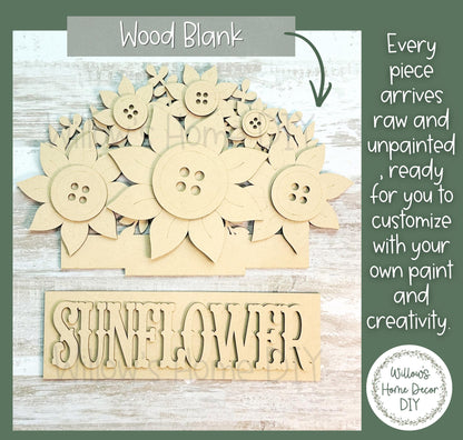 Sunflower Window Box Insert | Unfinished Wood Blank | Interchangeable Seasonal Decor | DIY Craft Kit | Cottagecore Home Decor