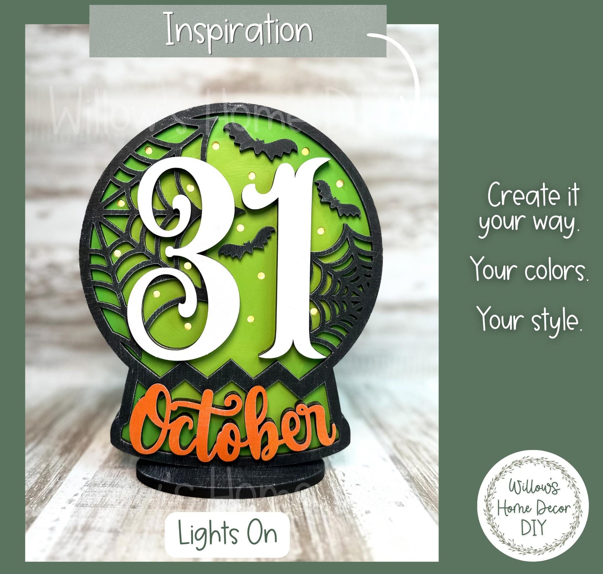 Halloween Light Up Globe Wood Blank | Unfinished Shelf Sitter | Paint Party Kit | Spooky Craft Supply | DIY Holiday Decor