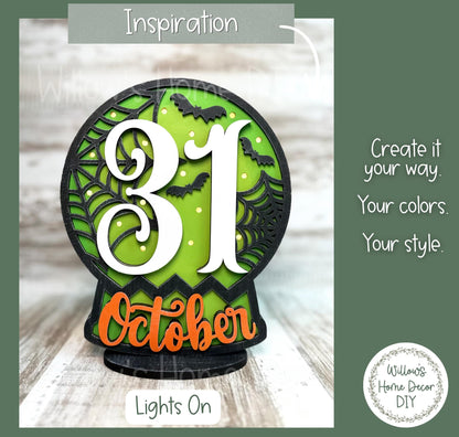Halloween Light Up Globe Wood Blank | Unfinished Shelf Sitter | Paint Party Kit | Spooky Craft Supply | DIY Holiday Decor