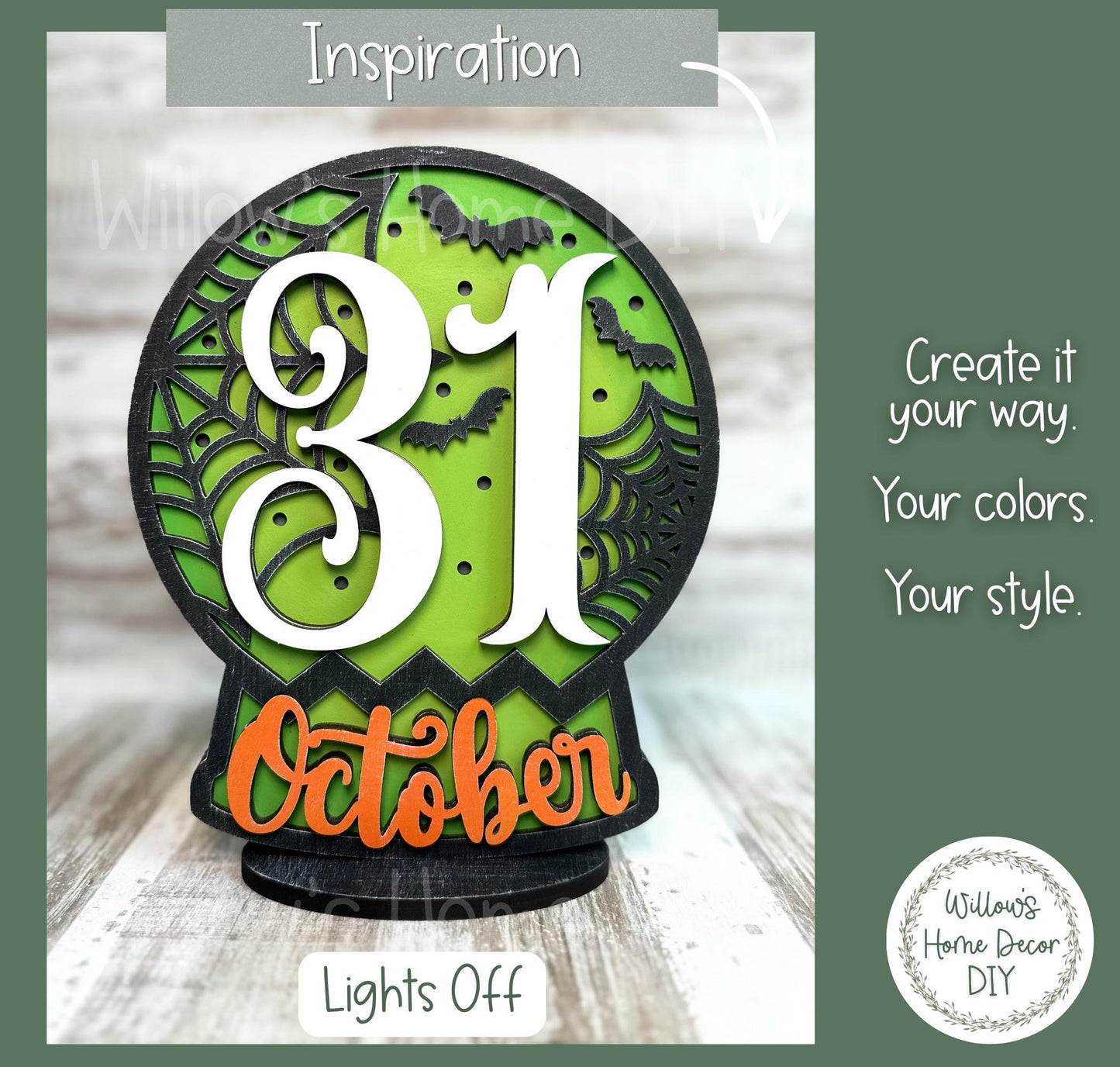 Halloween Light Up Globe Wood Blank | Unfinished Shelf Sitter | Paint Party Kit | Spooky Craft Supply | DIY Holiday Decor