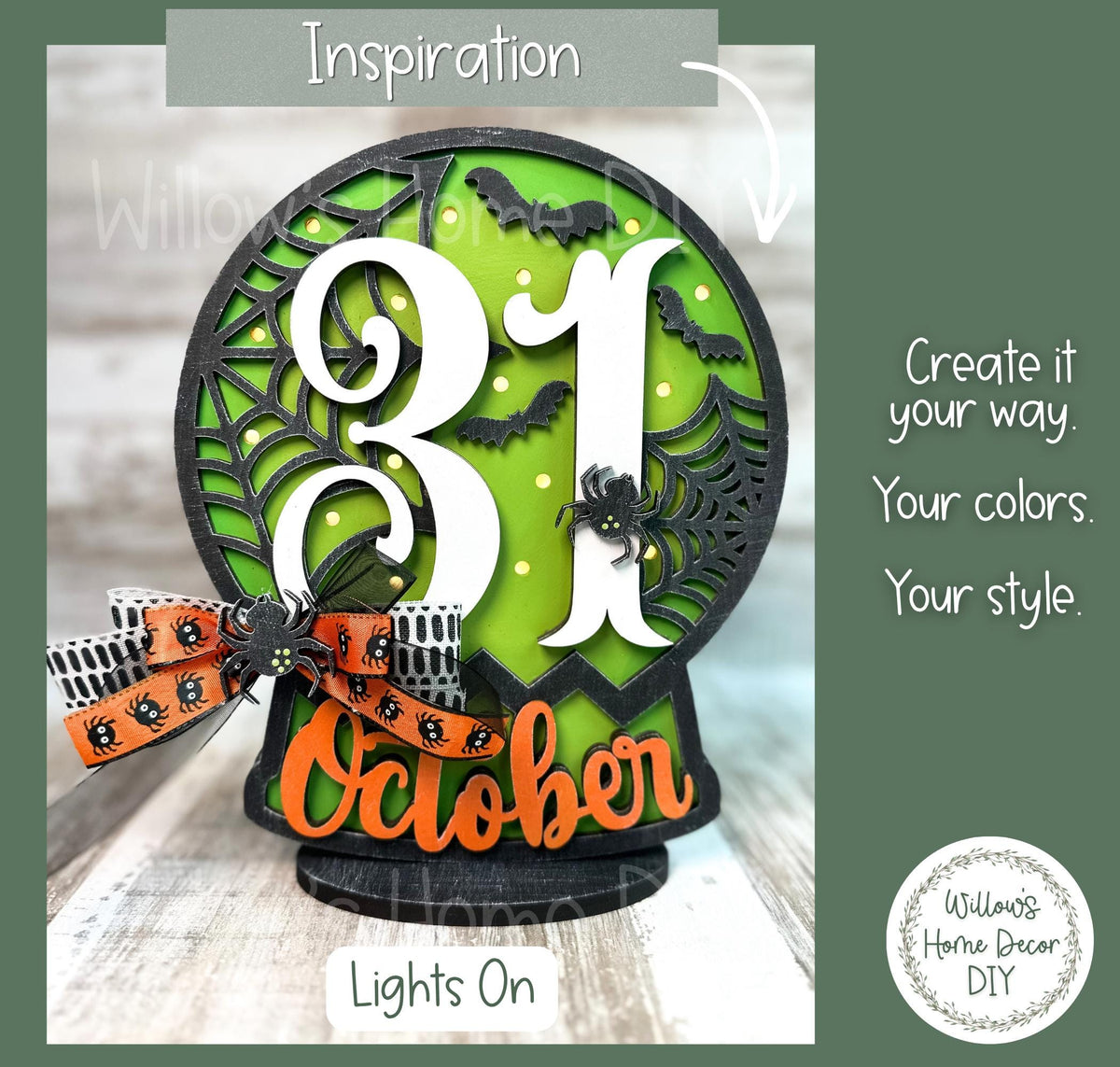 Halloween Light Up Globe Wood Blank | Unfinished Shelf Sitter | Paint Party Kit | Spooky Craft Supply | DIY Holiday Decor
