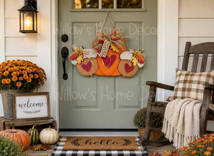 Pumpkin Door Hanger Kit | Unfinished Wood Blank | Fall Craft Kit | DIY Paint Kit | Autumn Porch Decor | Halloween Wood Sign