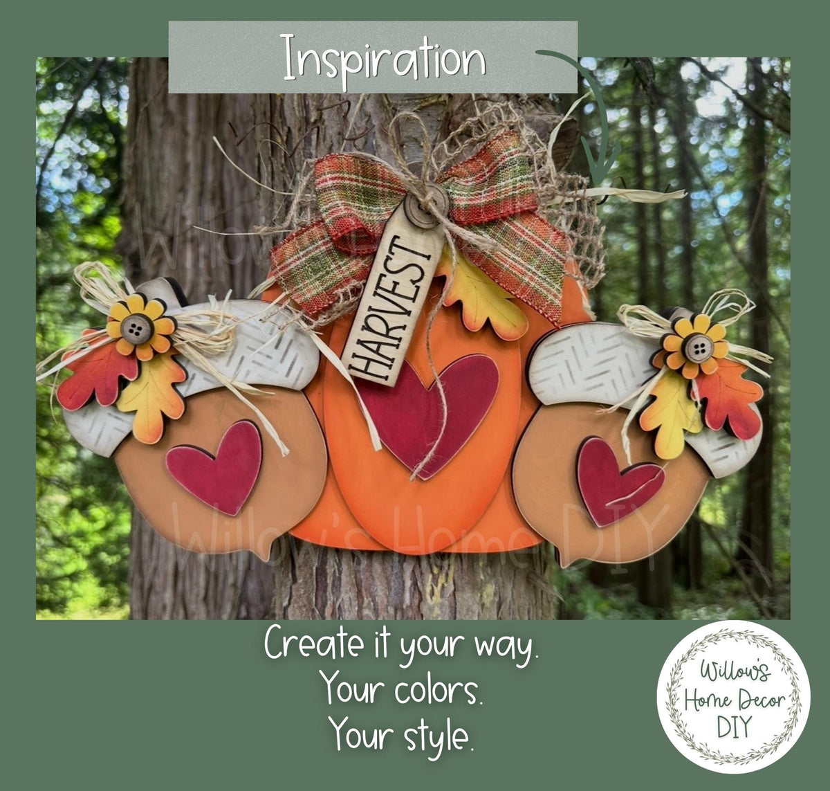 Pumpkin Door Hanger Kit | Unfinished Wood Blank | Fall Craft Kit | DIY Paint Kit | Autumn Porch Decor | Halloween Wood Sign