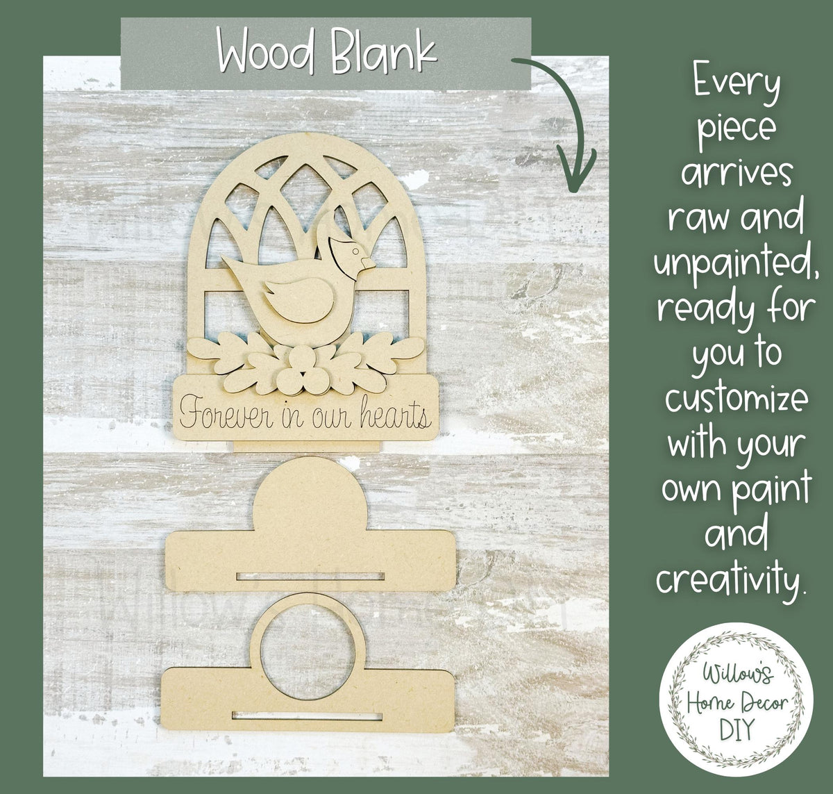 Cardinal Memorial Wood Blank DIY | Forever in Our Hearts Votive Shelf Sitter | Unfinished Wood Blank | Loss of Loved One Decor