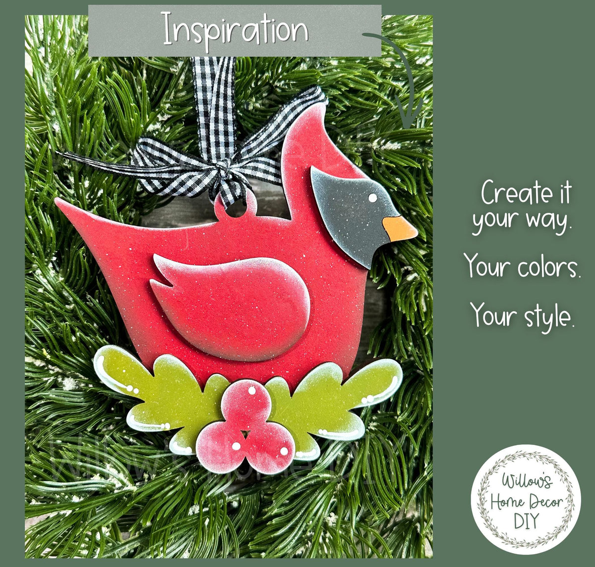 Cardinal Memorial Ornament Blank | Wood DIY Paint Kit | Unfinished Christmas Ornament | Sympathy Gift In Memory Of