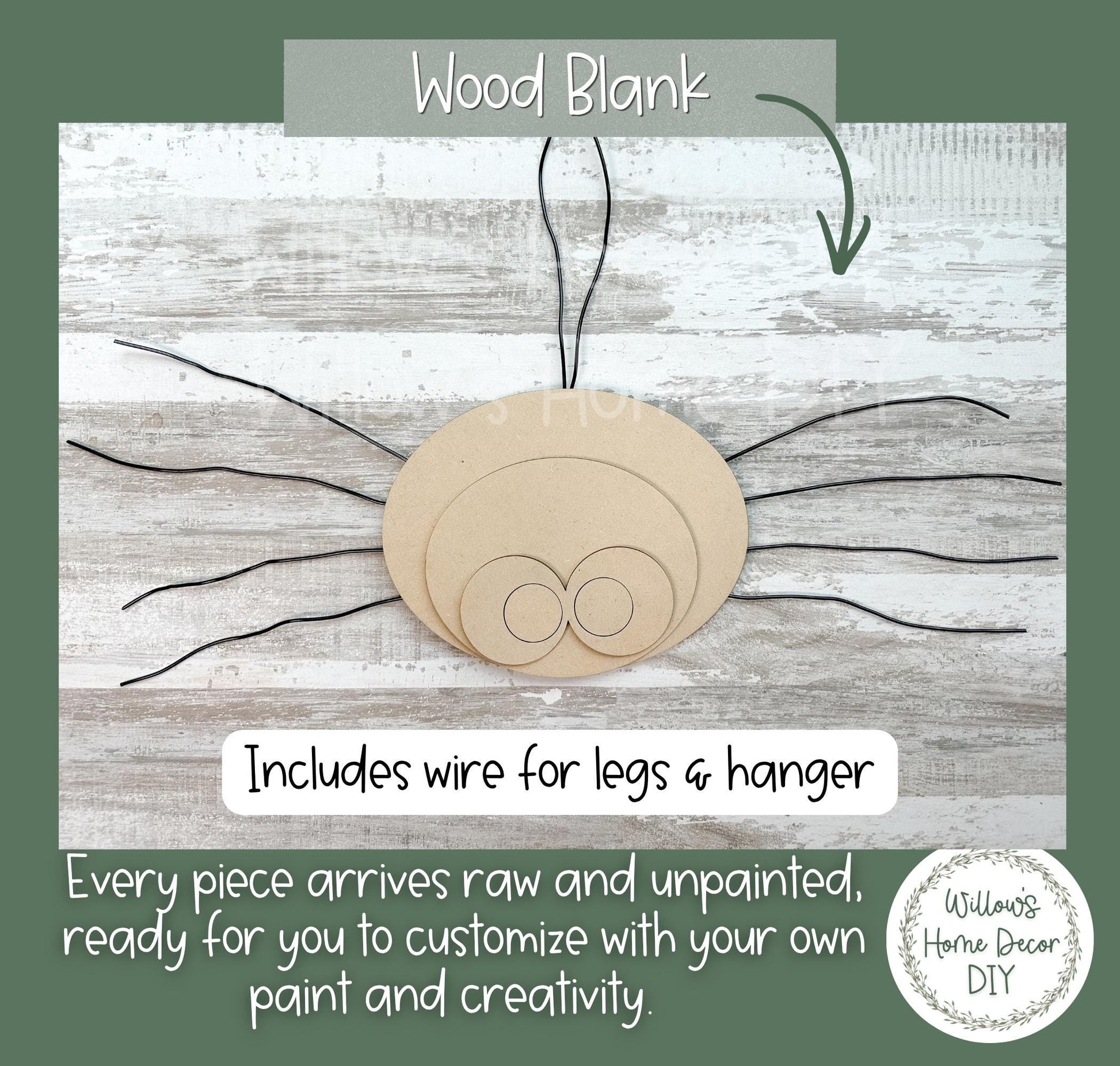 Unfinished Halloween Spider Wood Blank | DIY Paint Party Kit | Spooky Craft Supply | Halloween Shelf Sitter | Wood Craft Blank