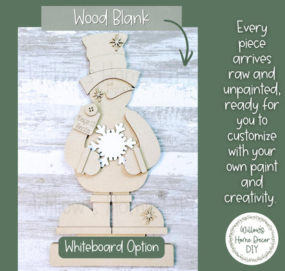 Snowman Countdown to Christmas Wood Blank | DIY Unfinished Shelf Sitter | Interchangeable Advent Calendar | Paint Your Own Decor
