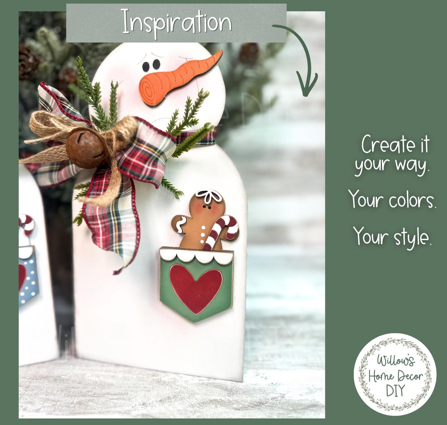 Snowman & Gingerbread Shelf Sitter DIY Wood Blank - Christmas Decor - Unfinished Craft - Paint Party Supply - Adult Kids Crafts