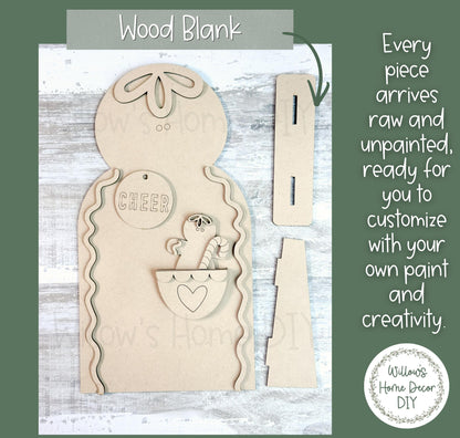 Gingerbread Shelf Sitter DIY Wood Blank | Unfinished Christmas Snowman Decor | Unfinished Paint Your Own