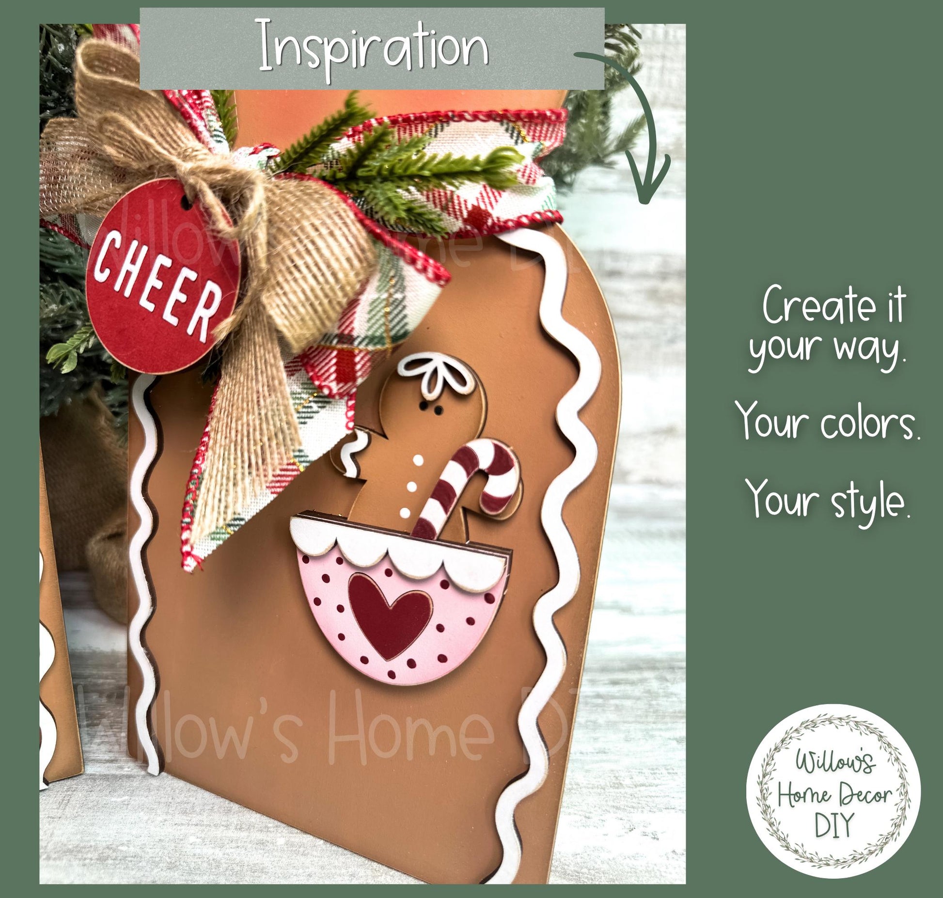 Gingerbread Shelf Sitter DIY Wood Blank | Unfinished Christmas Snowman Decor | Unfinished Paint Your Own