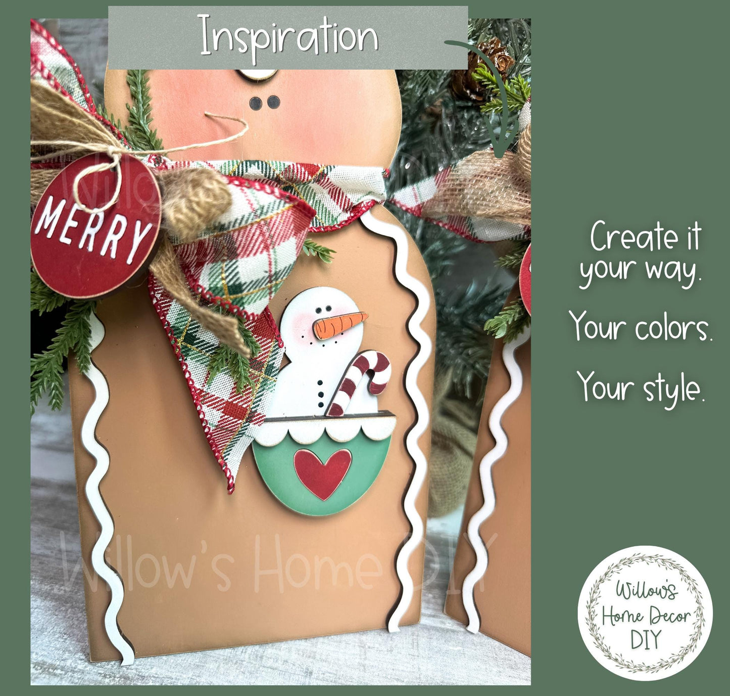 Gingerbread Shelf Sitter DIY Wood Blank | Unfinished Christmas Snowman Decor | Unfinished Paint Your Own