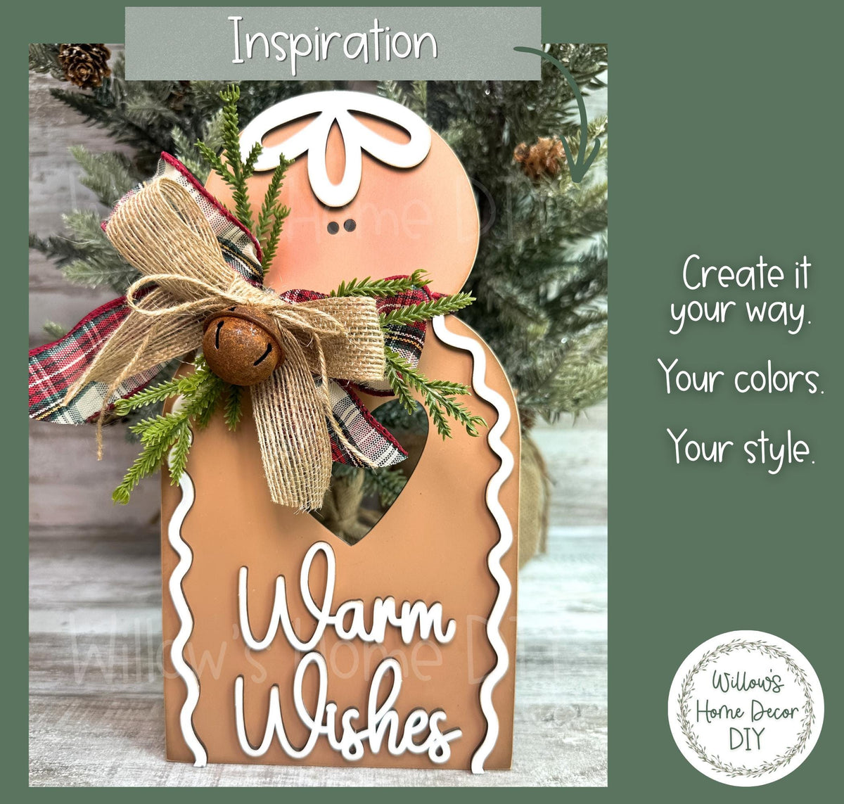 Gingerbread Shelf Sitter DIY Wood Blank | Unfinished Christmas Decor | Paint Your Own