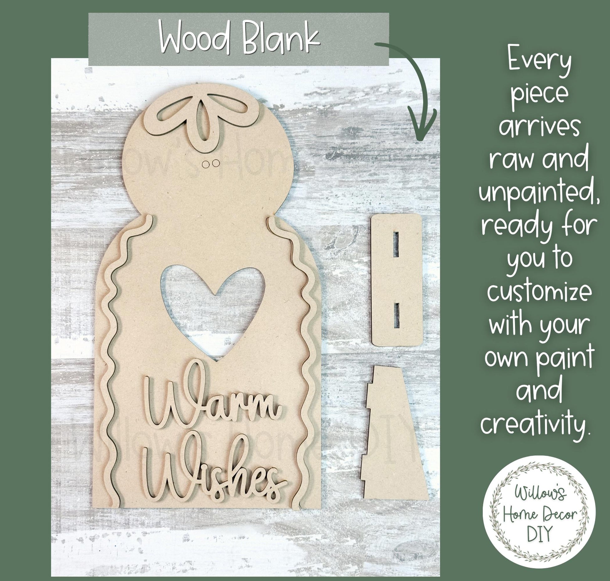 Gingerbread Shelf Sitter DIY Wood Blank | Unfinished Christmas Decor | Paint Your Own