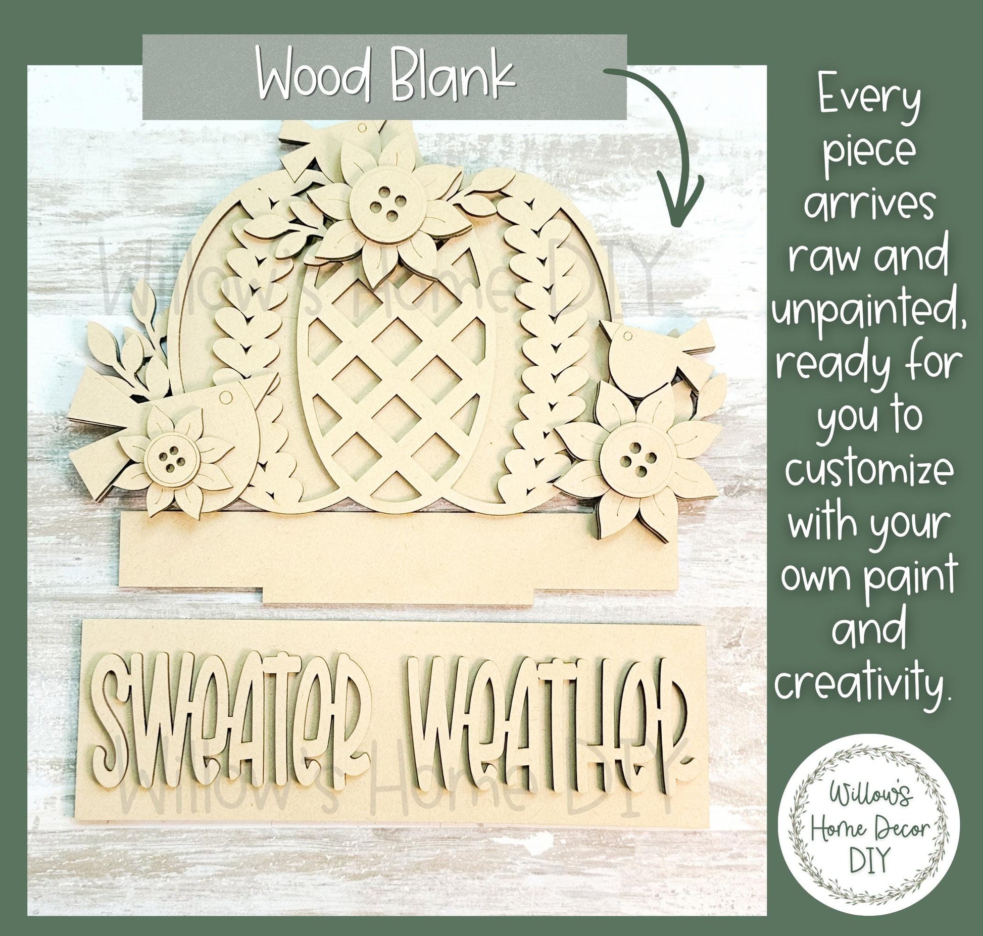 Fall Pumpkin Window Box Insert | Unfinished Wood Blank | Interchangeable Seasonal Decor | DIY Craft Kit | Cottagecore Home Decor