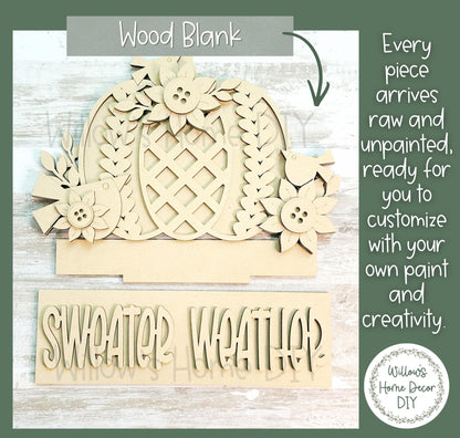 Fall Pumpkin Window Box Insert | Unfinished Wood Blank | Interchangeable Seasonal Decor | DIY Craft Kit | Cottagecore Home Decor