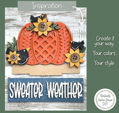 Fall Pumpkin Window Box Insert | Unfinished Wood Blank | Interchangeable Seasonal Decor | DIY Craft Kit | Cottagecore Home Decor
