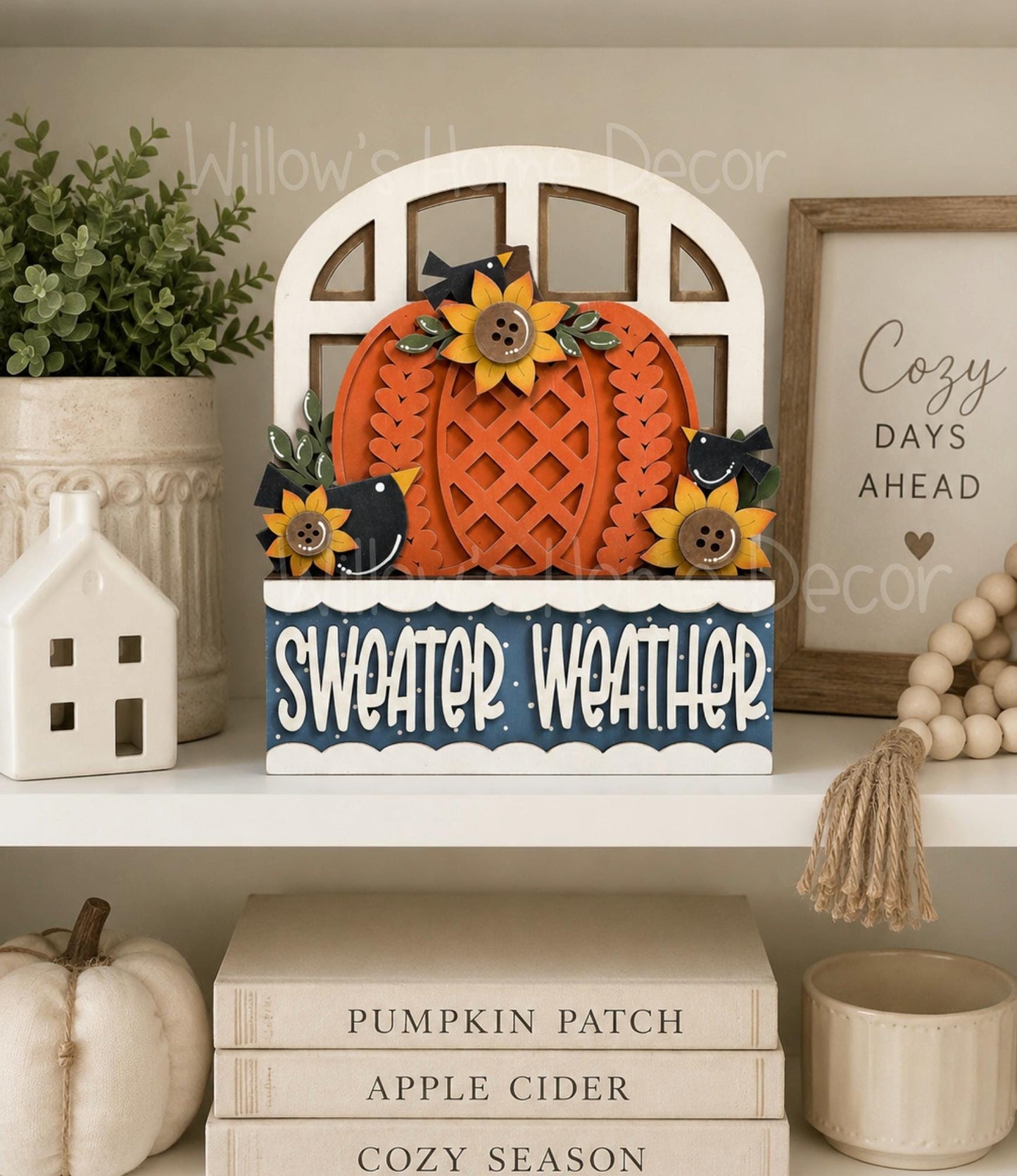 Fall Pumpkin Window Box Insert | Unfinished Wood Blank | Interchangeable Seasonal Decor | DIY Craft Kit | Cottagecore Home Decor