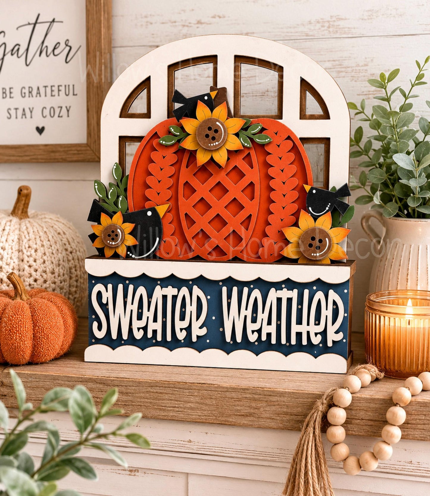 Fall Pumpkin Window Box Insert | Unfinished Wood Blank | Interchangeable Seasonal Decor | DIY Craft Kit | Cottagecore Home Decor