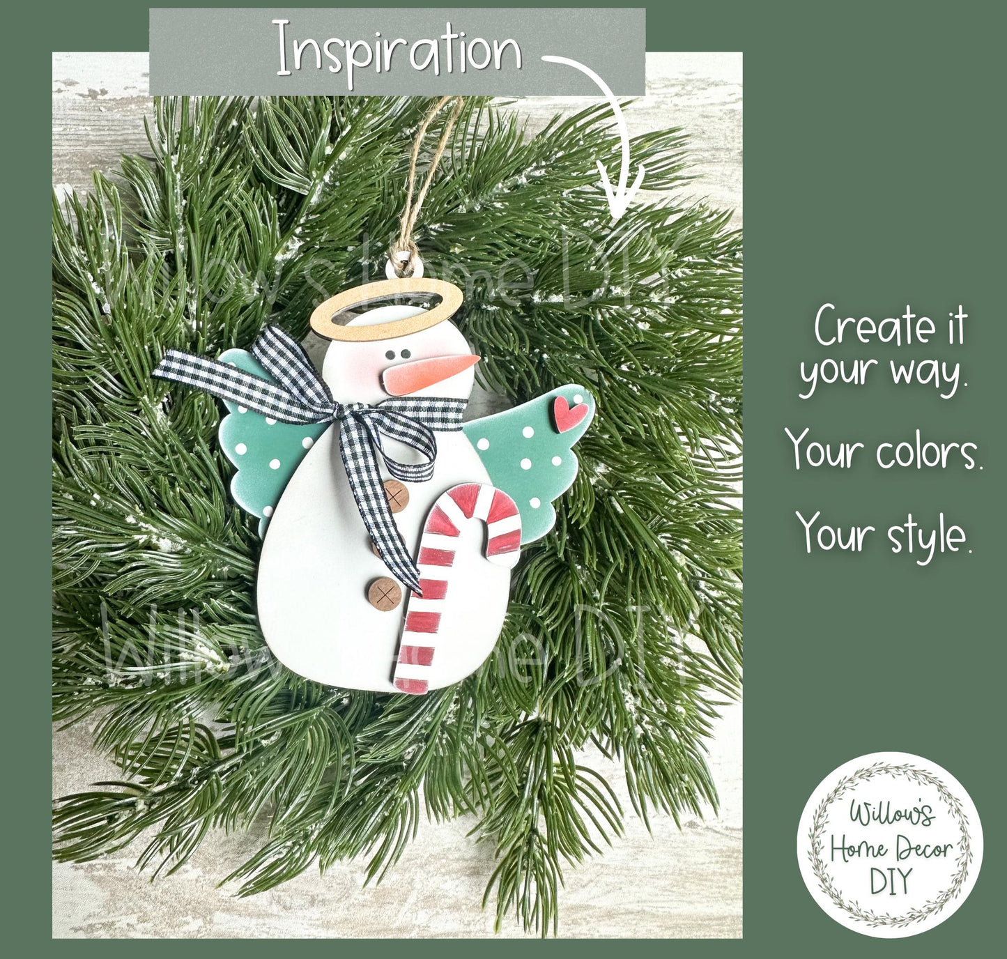 Snowman Angel Ornament Wood Blank | DIY Unfinished Christmas Craft | Laser Cut MDF Craft Blank