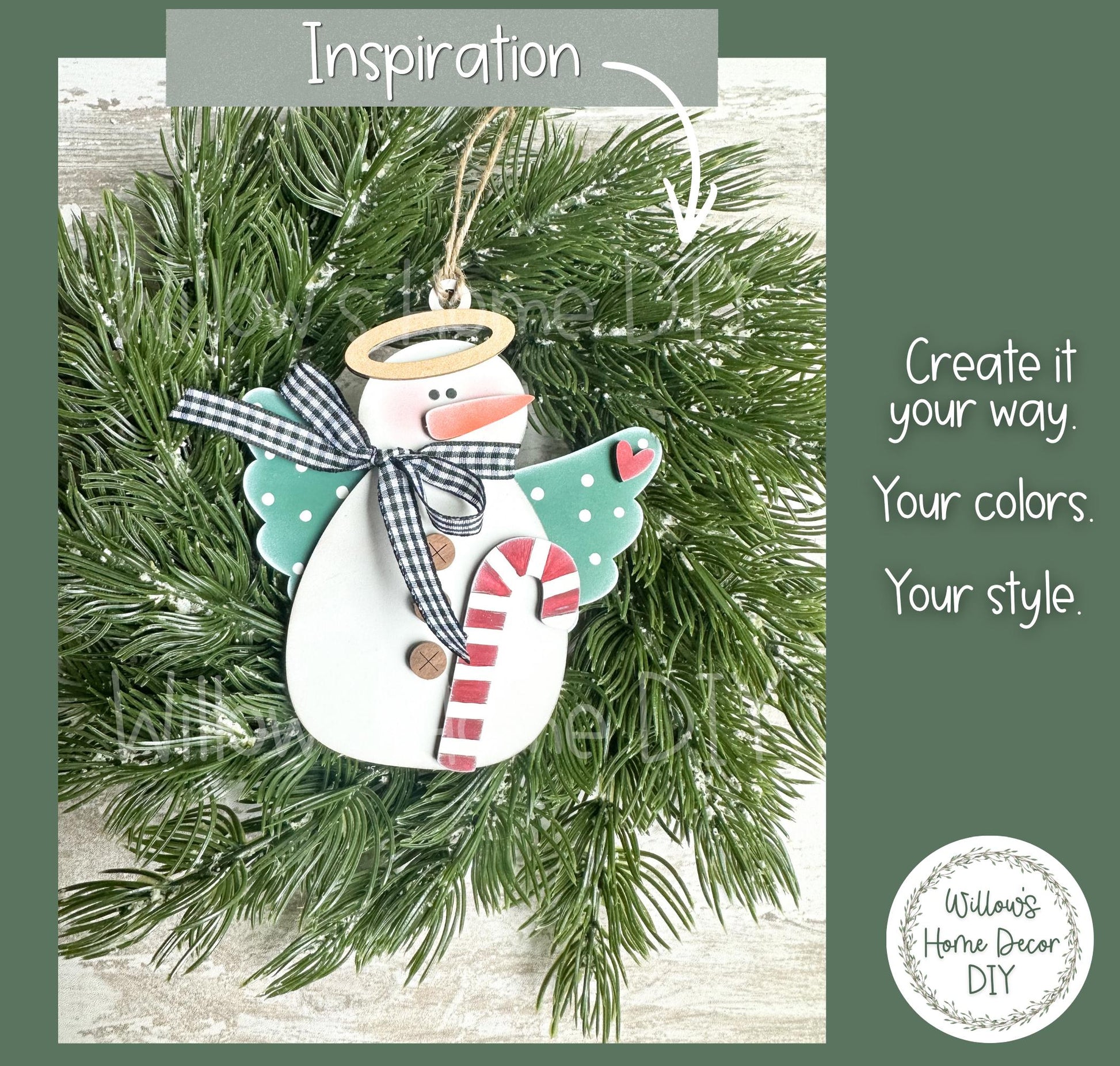 Snowman Angel Ornament Wood Blank | DIY Unfinished Christmas Craft | Laser Cut MDF Craft Blank