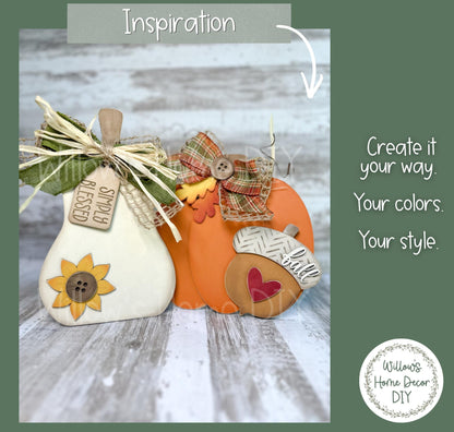 DIY Pumpkin Gourd Shelf Sitters | Unfinished Wood Blanks | Fall Decor Craft Kit | Laser Cut MDF Blanks to Paint | Ready to Paint Fall Decor