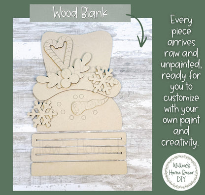 Snowman Shelf Sitter Wood Blank | Unfinished DIY Christmas Craft | Paint Party Supply | Lighted Option Available