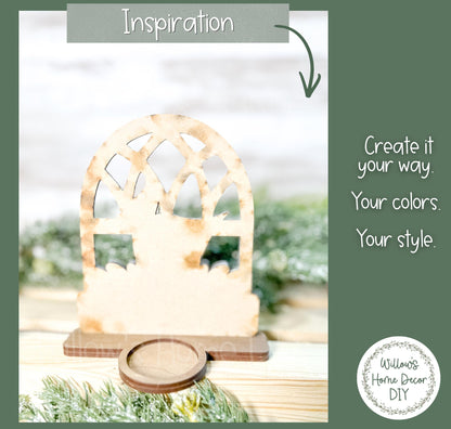 Cardinal Memorial Wood Blank DIY | Forever in Our Hearts Votive Shelf Sitter | Unfinished Wood Blank | Loss of Loved One Decor