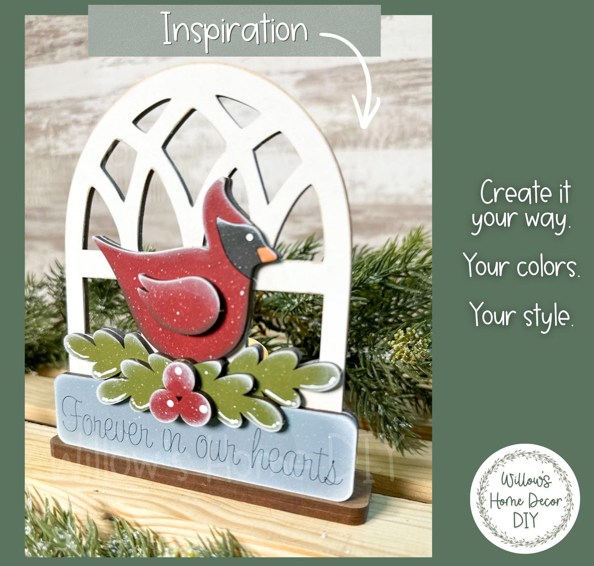 Cardinal Memorial Wood Blank DIY | Forever in Our Hearts Votive Shelf Sitter | Unfinished Wood Blank | Loss of Loved One Decor
