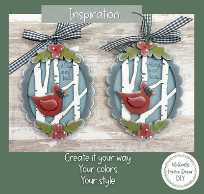 Cardinal Memorial Ornament Wood Blank | Christmas DIY Paint Kit | Layered MDF Craft Blank | Sympathy Gift In Memory Of