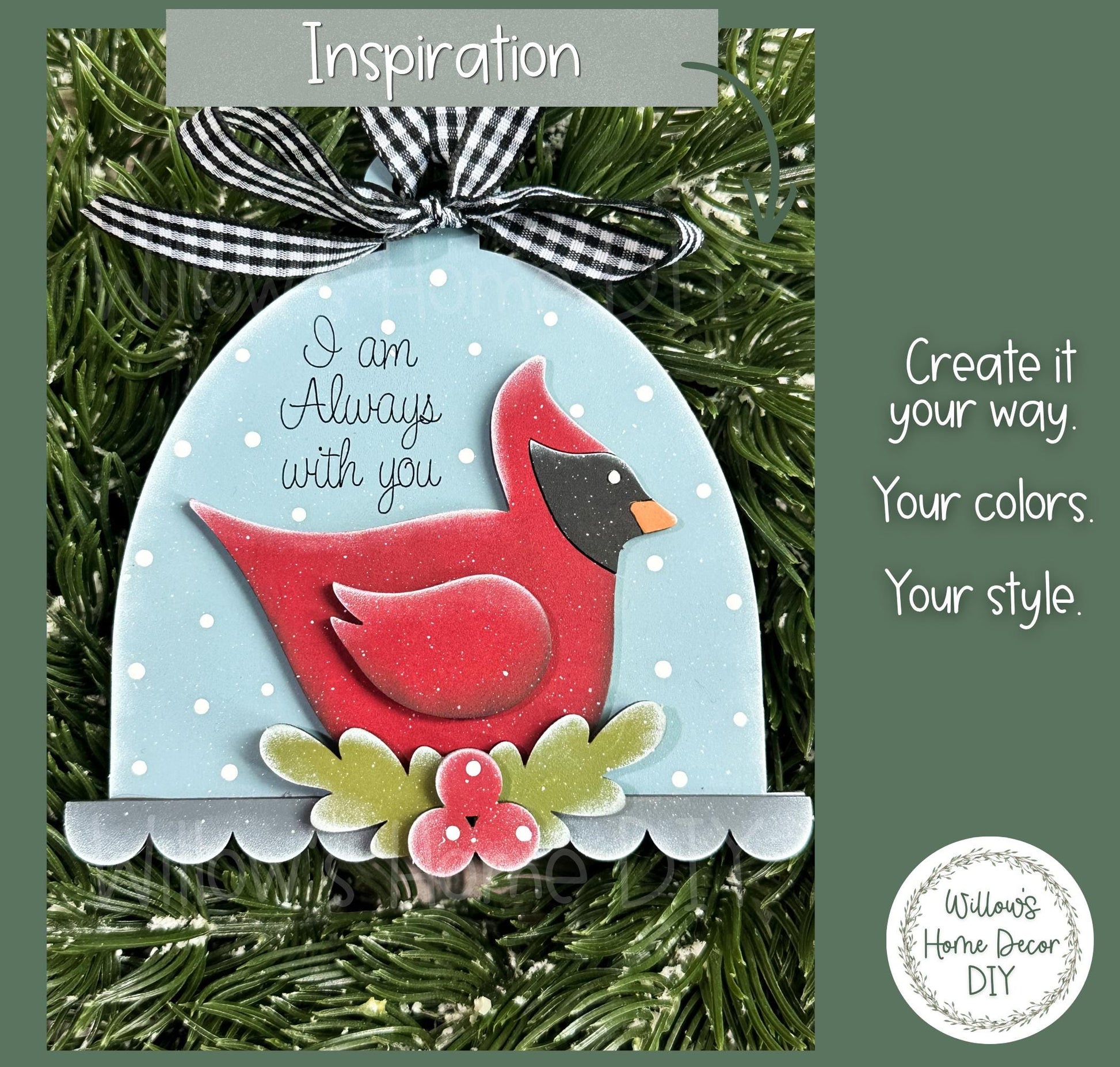 Cardinal Memorial Ornament Blank | Wood DIY Paint Kit | Unfinished Christmas Ornament | Sympathy Gift In Memory Of