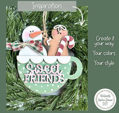 Snowman Gingerbread Christmas Ornament Wood Blank | Unfinished DIY Christmas Craft | Paint Party Supply