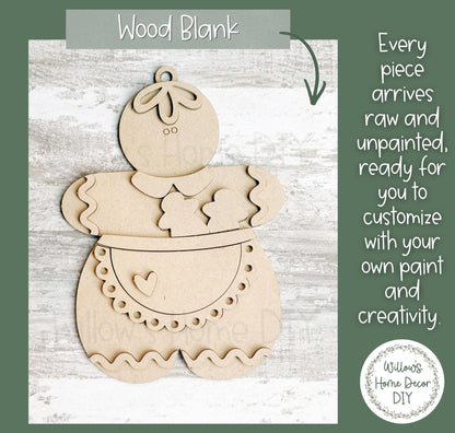 Gingerbread Christmas Ornament Wood Blank | Unfinished DIY Christmas Craft | Gift for Baker | Paint Party Supply