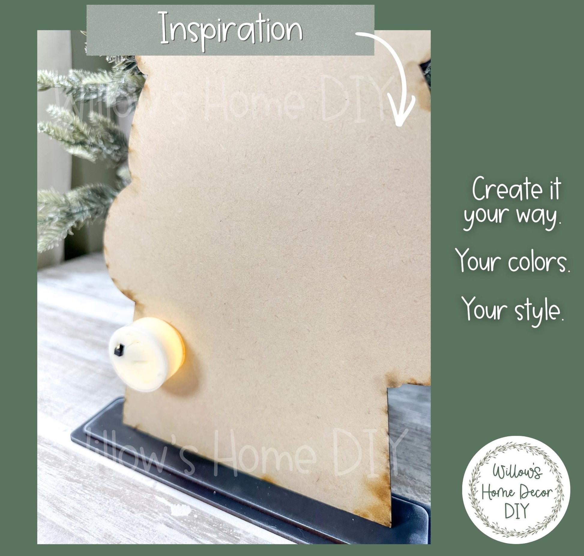 Santa Shelf Sitter DIY Wood Blank | Unfinished Christmas Decor | Paint Your Own | Lighted Sign