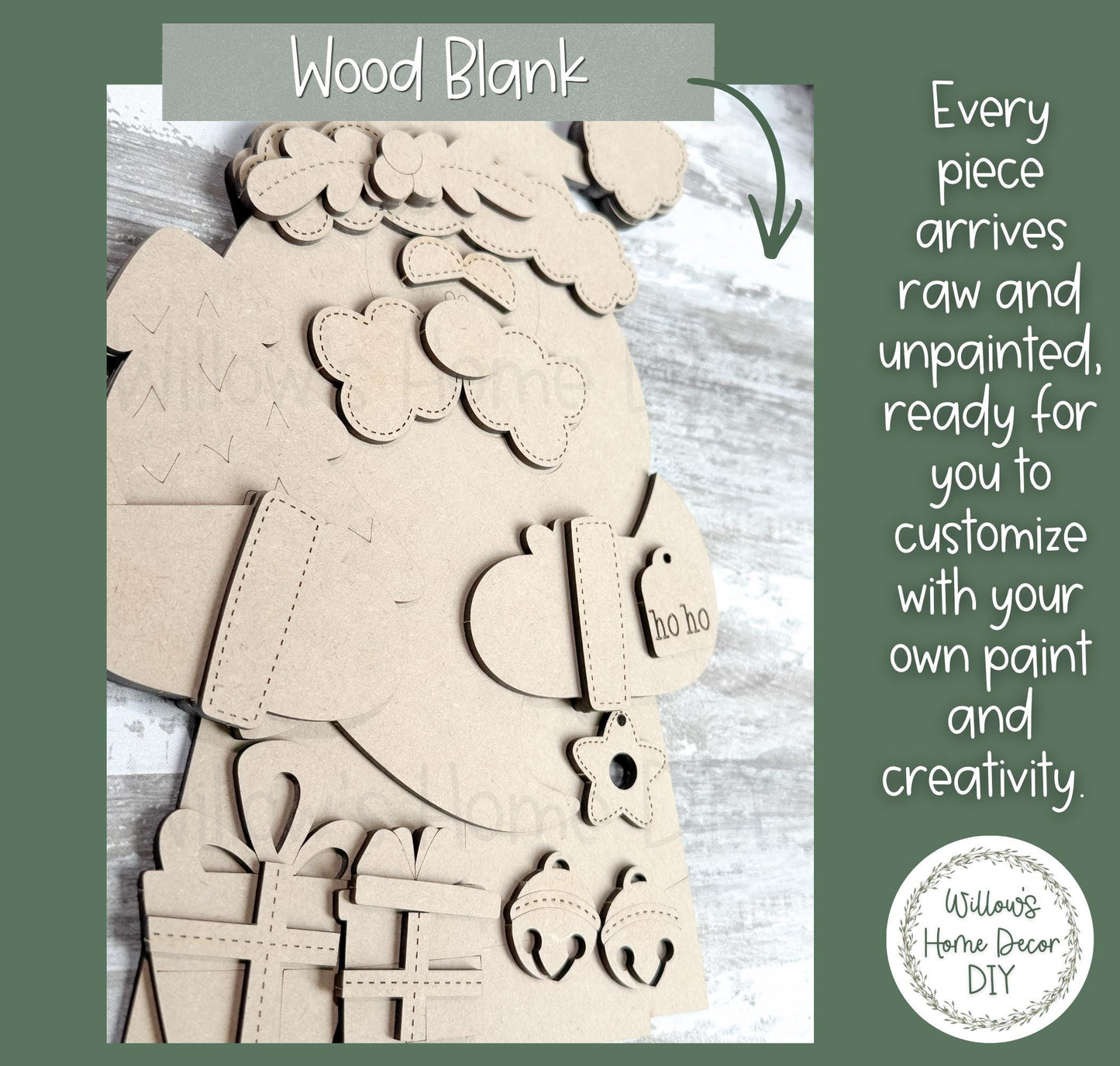 Santa Shelf Sitter DIY Wood Blank | Unfinished Christmas Decor | Paint Your Own | Lighted Sign